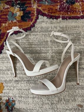 Aldo White Patent Ankle-Strap Stiletto Heels